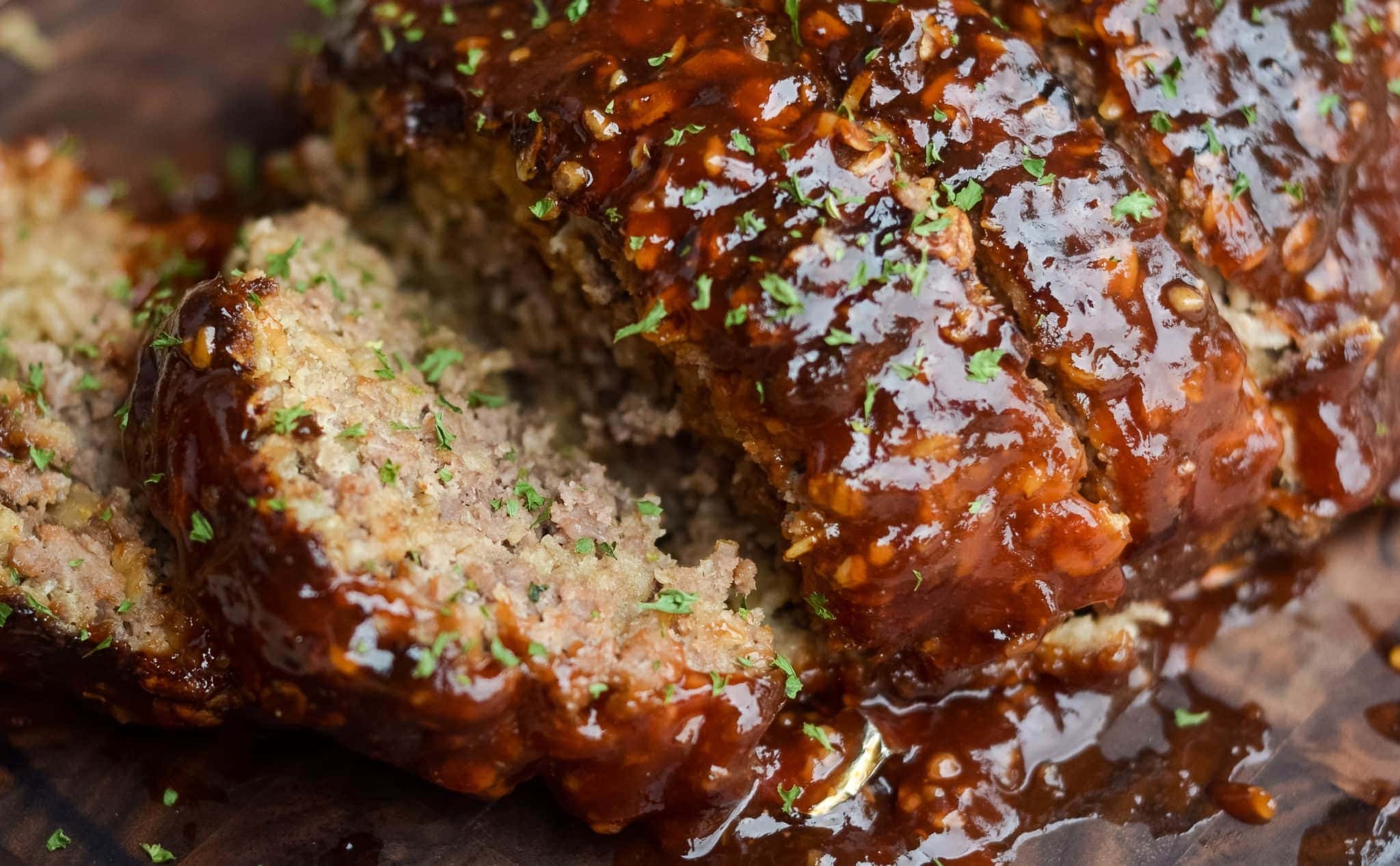 two images of smokey and sweet marinated pork separated through the middle with the title to be used for Pinterest